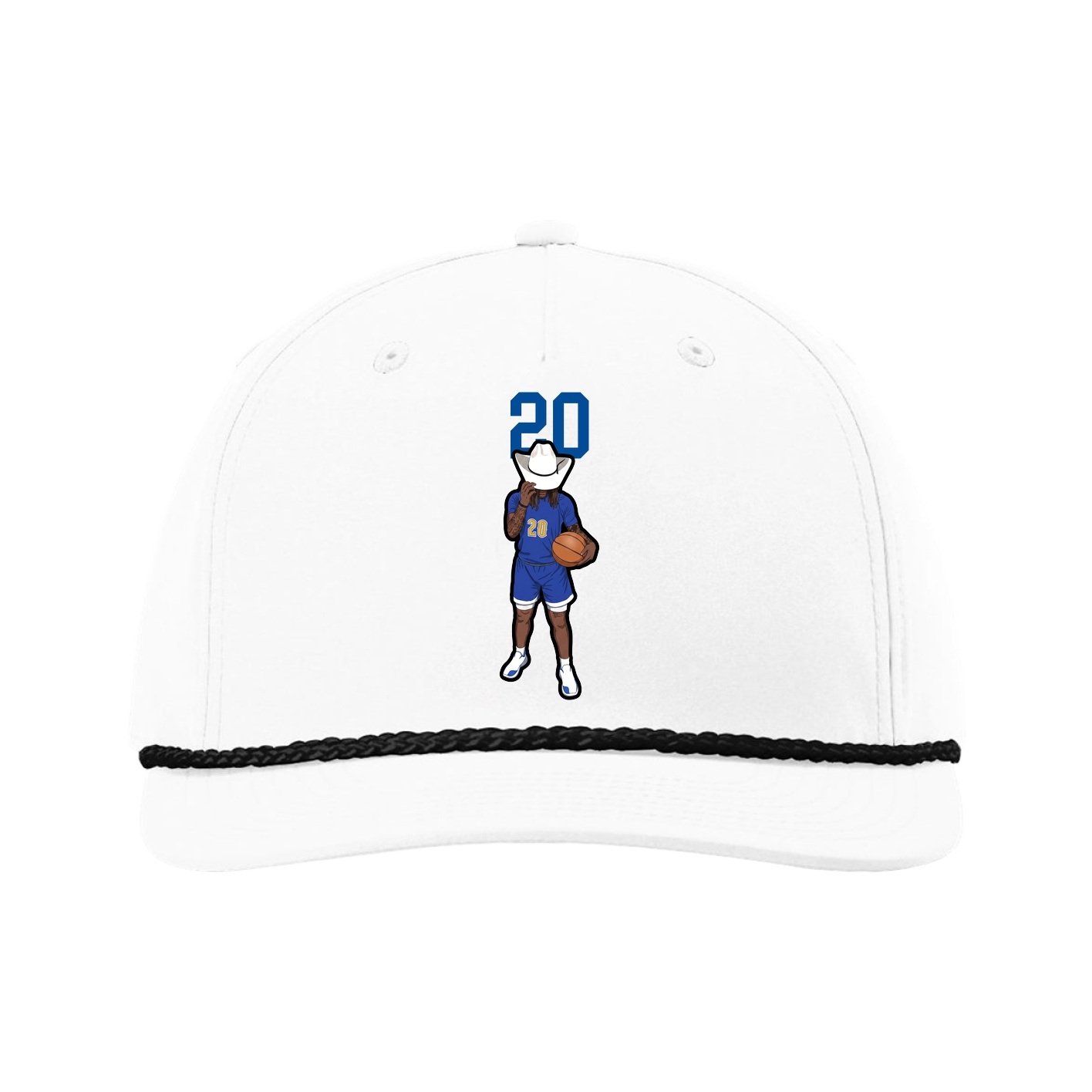 Five-Panel Classic Rope Cap — Number Top in White