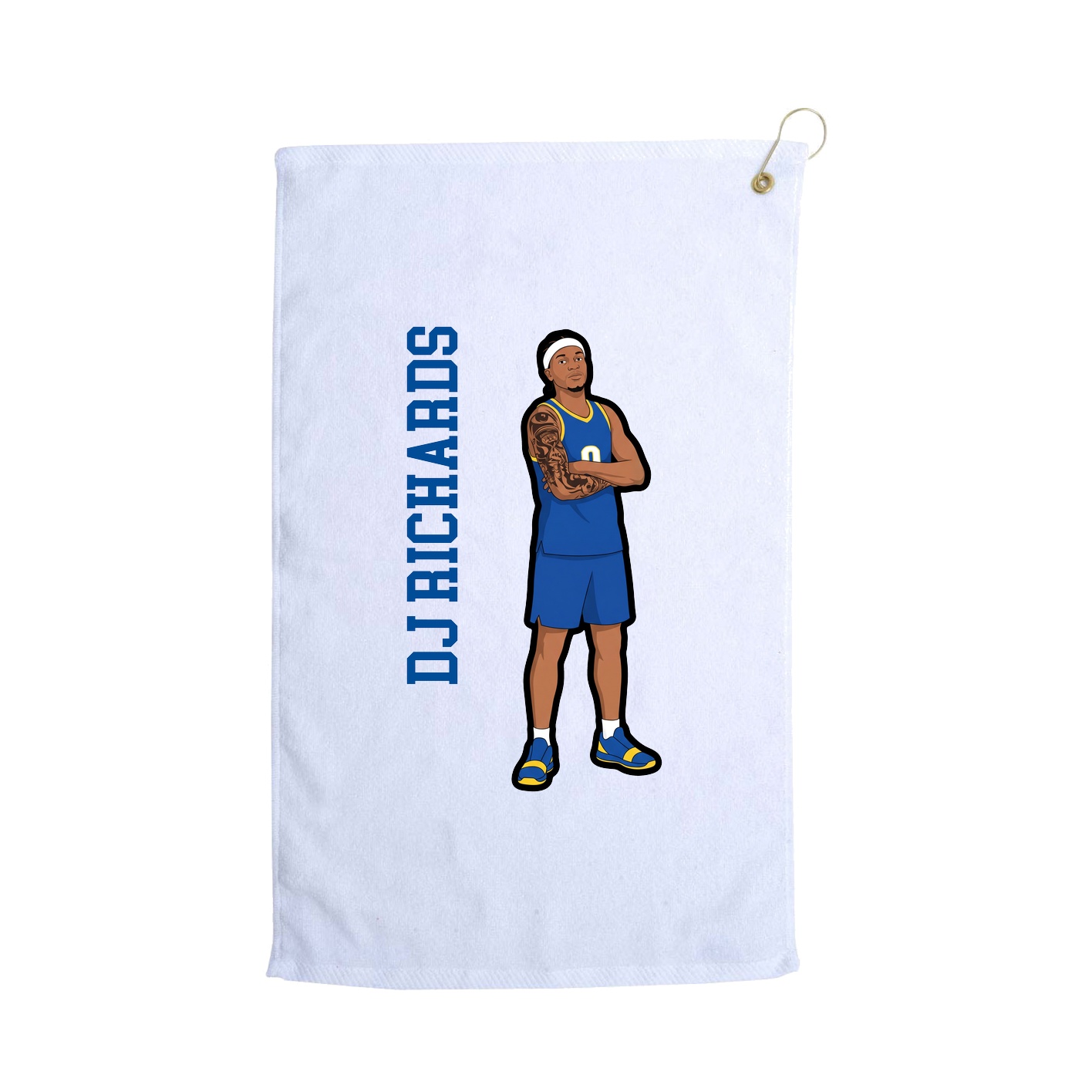 Golf Towel — Name Vertical in White