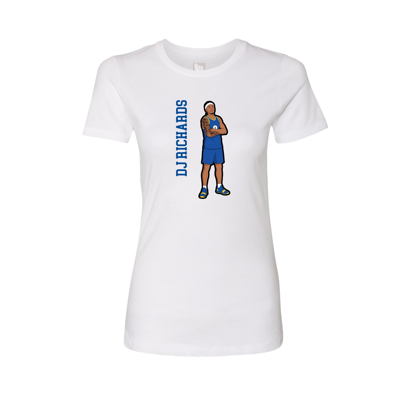 Fitted Women's Tee — Name Vertical in White