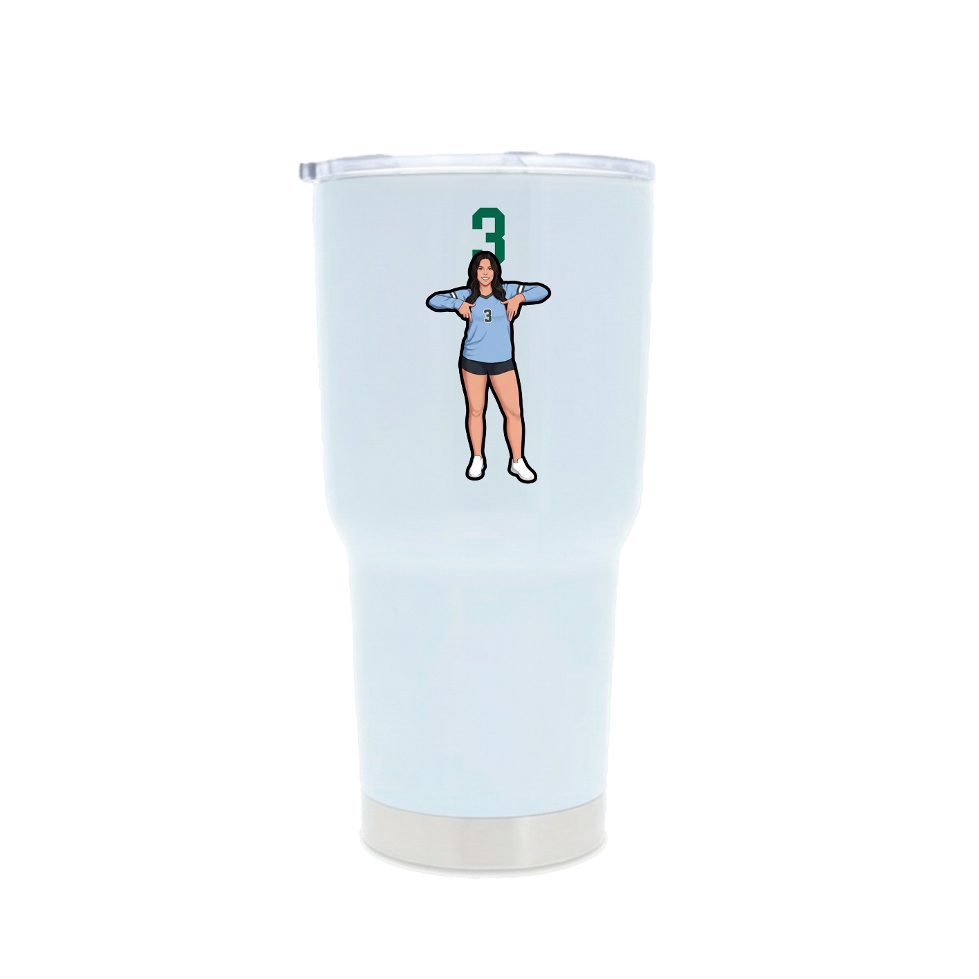 30oz Stainless Steel Tumbler — Number Top in White