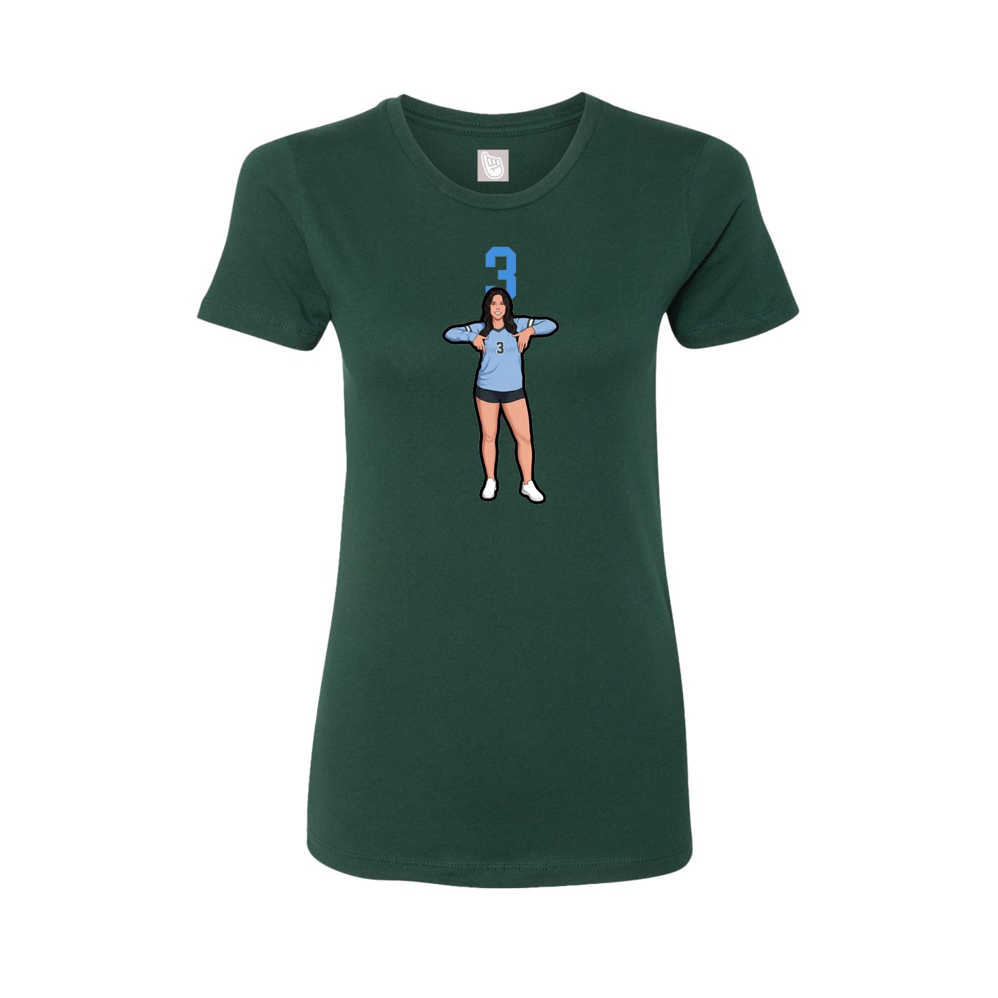 Fitted Women's Tee — Number Top in Green