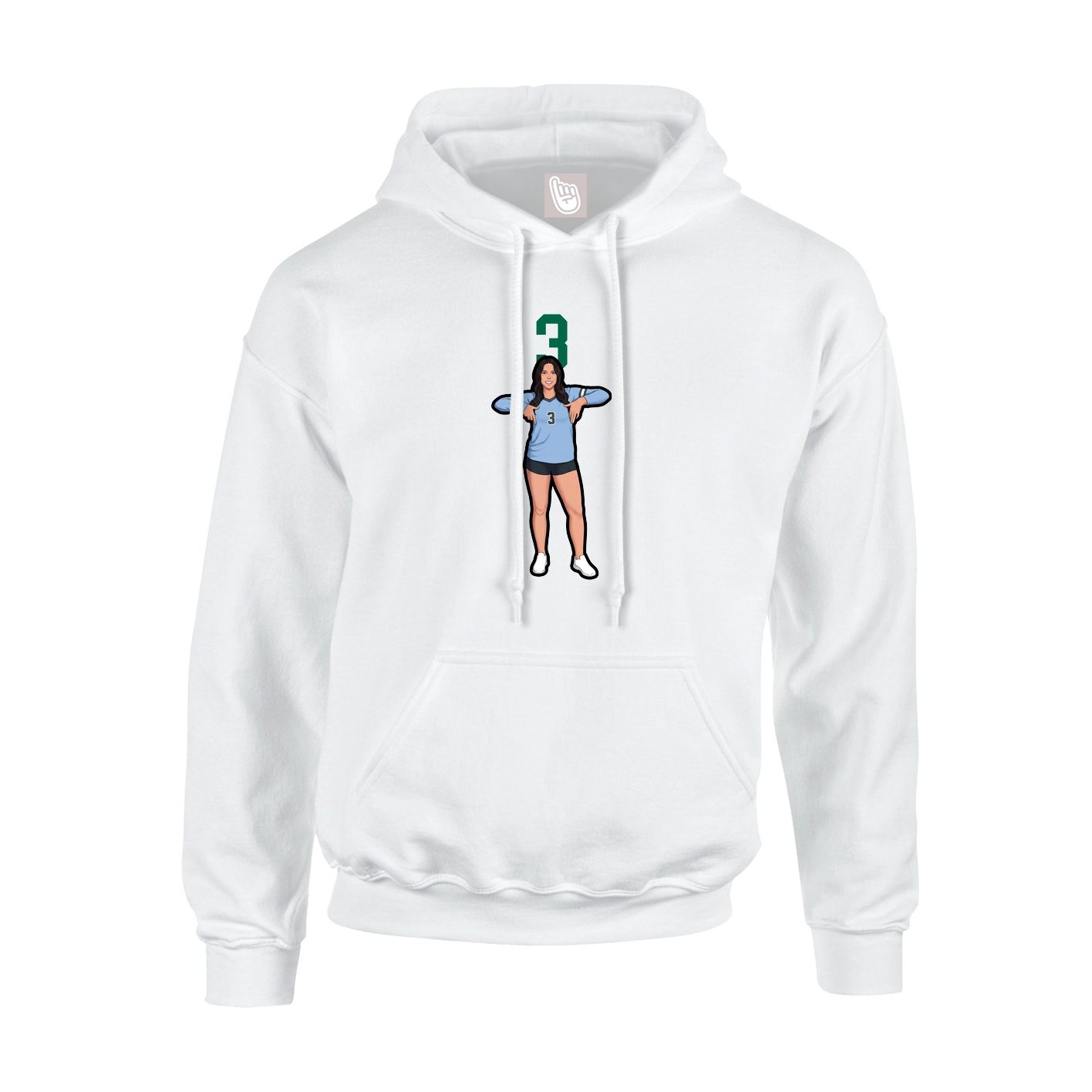 Youth Hoodie — Number Top in White