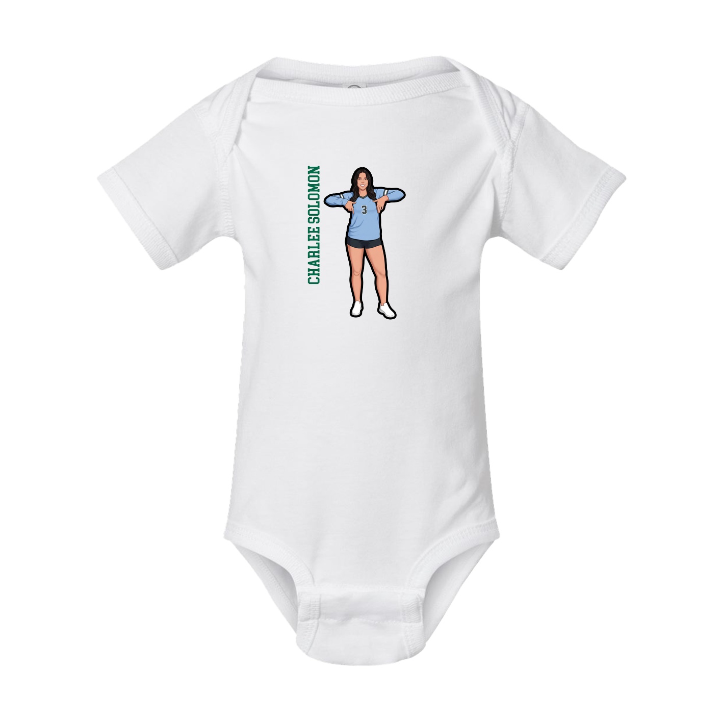 Baby Onesie — Name Vertical in White