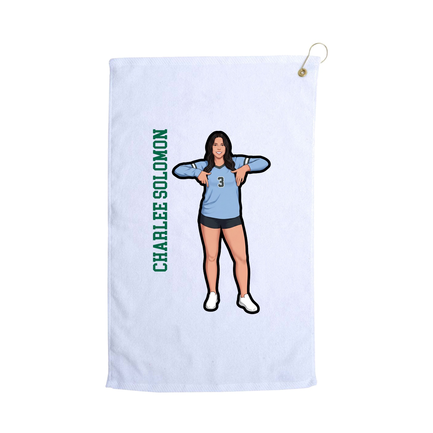Golf Towel — Name Vertical in White