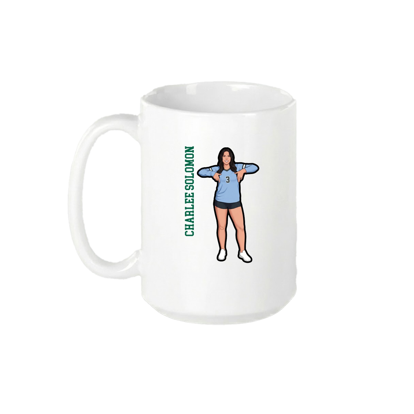 15oz Coffee Mug — Name Vertical in White