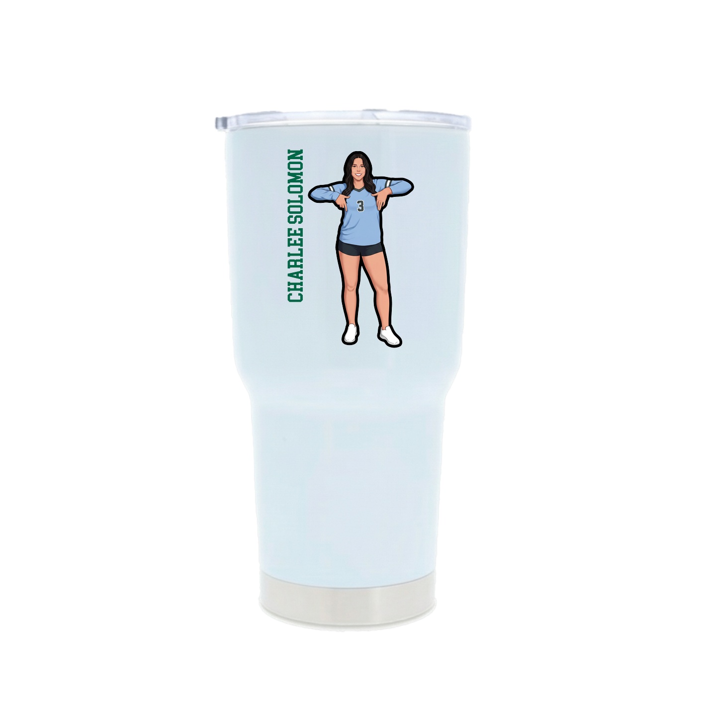 30oz Stainless Steel Tumbler — Name Vertical in White