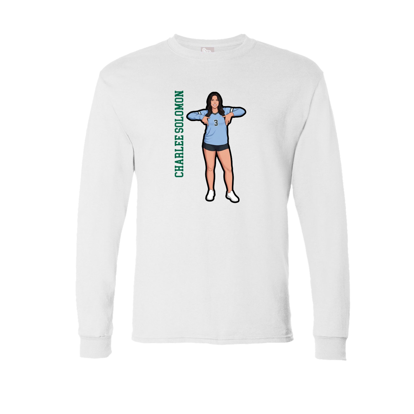 Long Sleeve Tee — Name Vertical in White