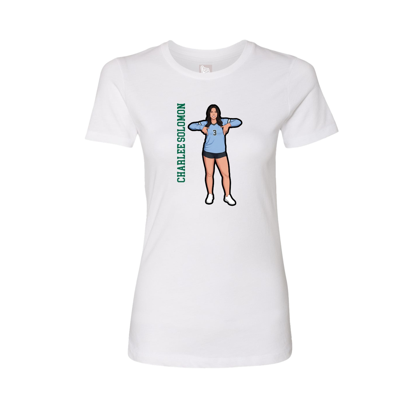 Fitted Women's Tee — Name Vertical in White