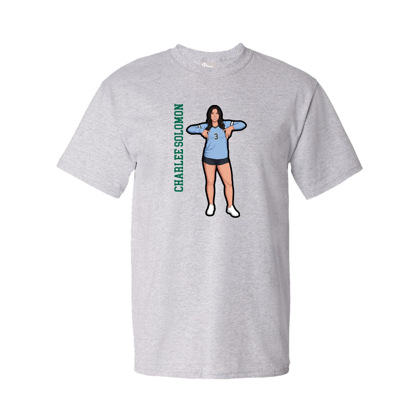 Youth Tee — Name Vertical in Grey