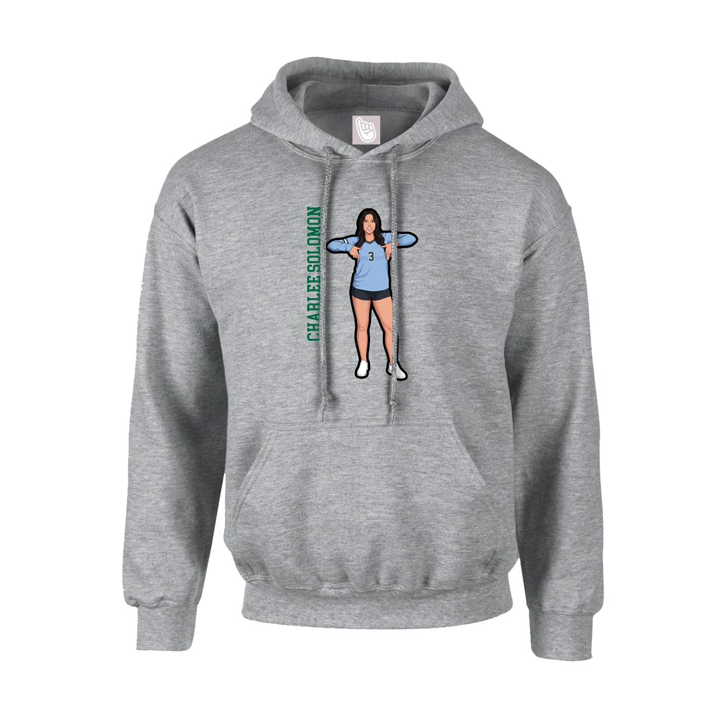 Youth Hoodie — Name Vertical in Grey