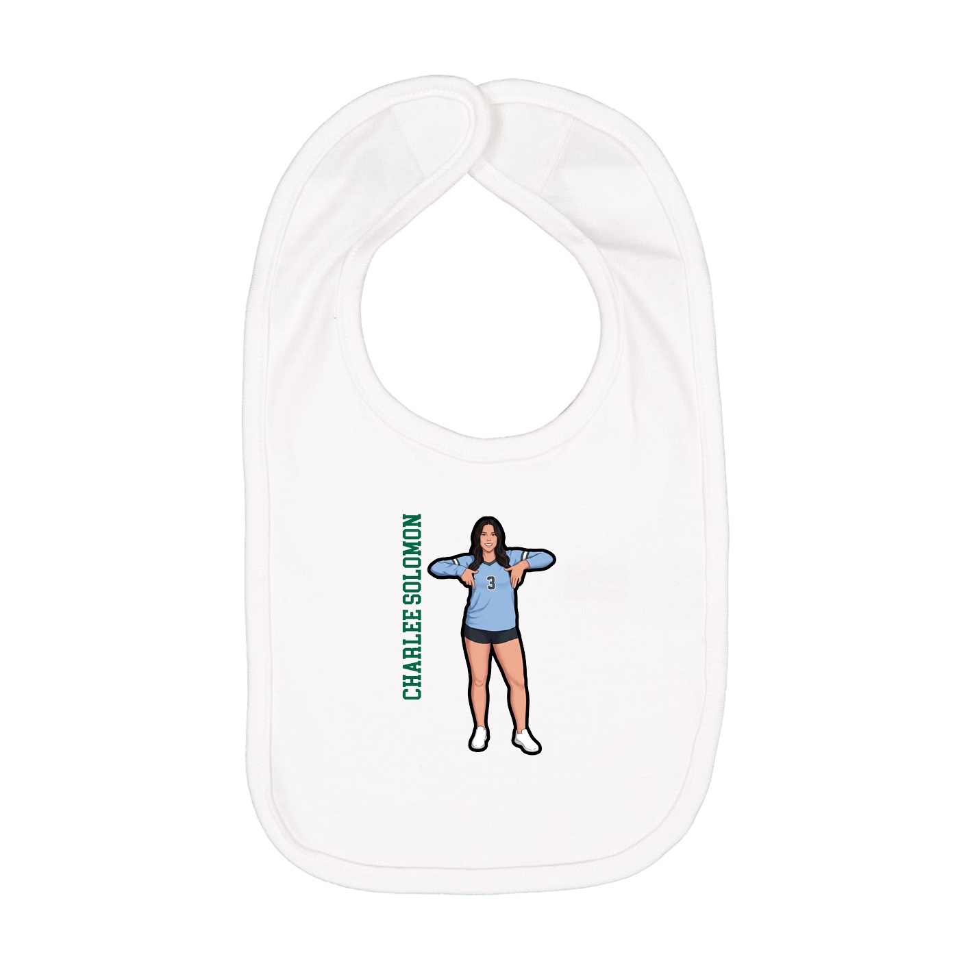 Infant Bib — Name Vertical in White