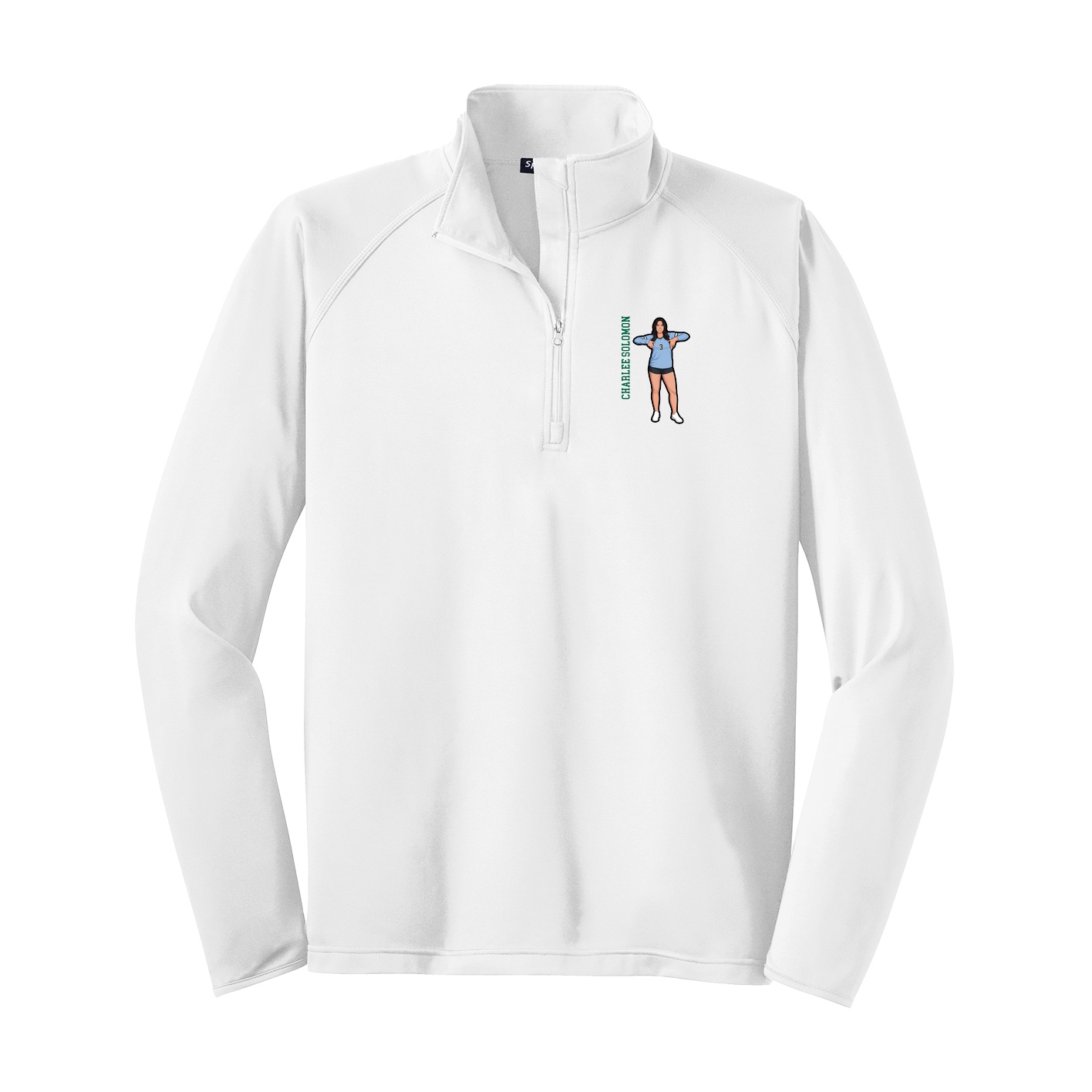Q-Zip Pullover — Name Vertical in White