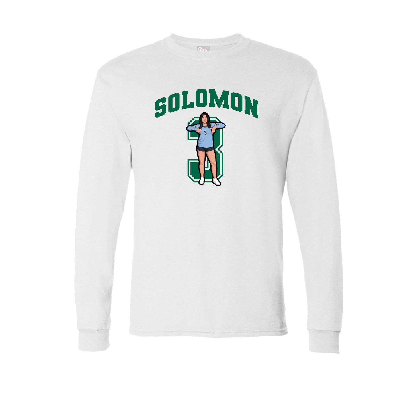 Long Sleeve Tee — Number in White