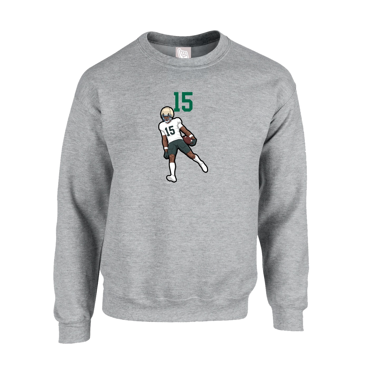 Fleece Crew — Number Top in Grey