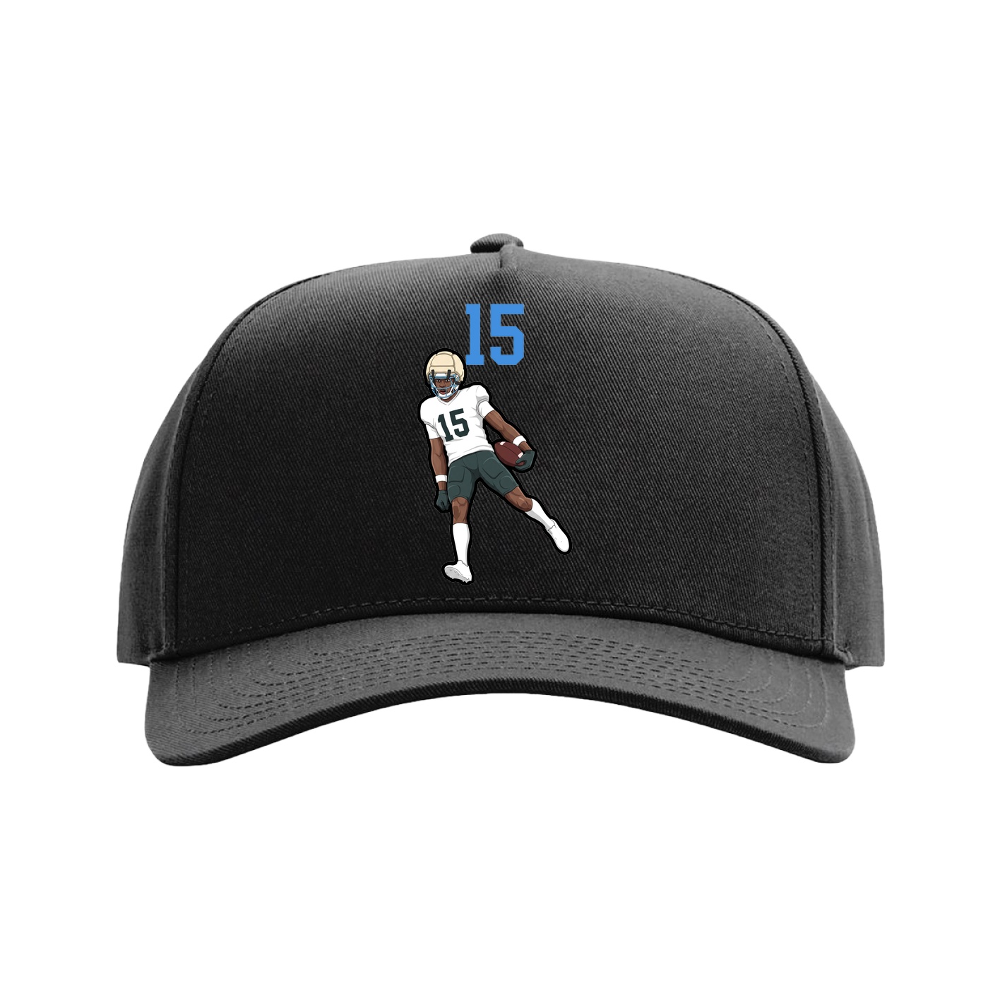 Full Fabric Five-Panel Champ Cap — Number Top in Black
