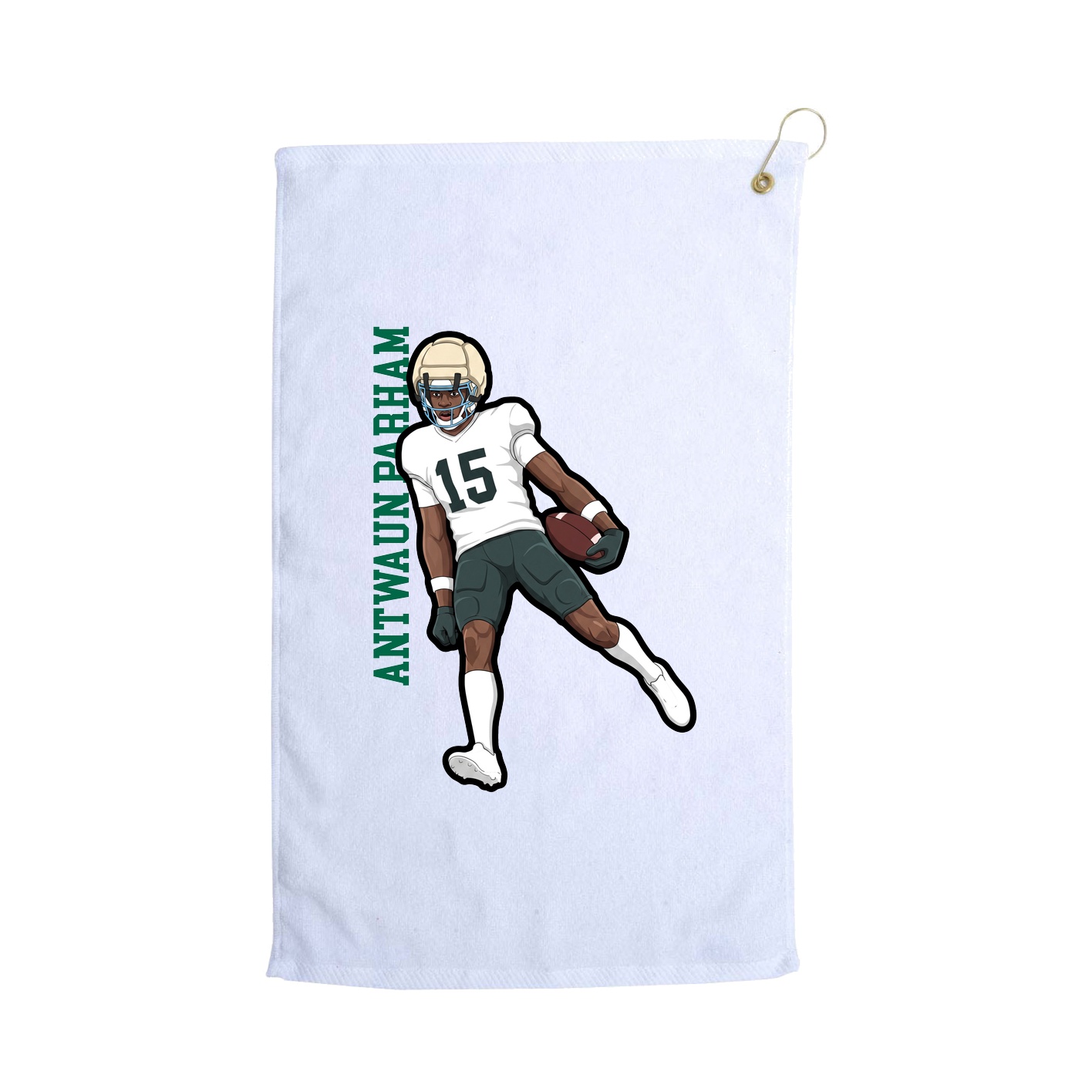 Golf Towel — Name Vertical in White