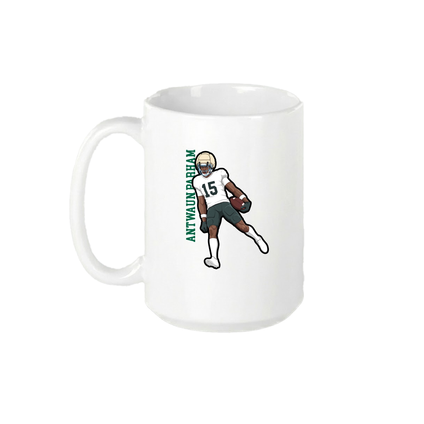 15oz Coffee Mug — Name Vertical in White
