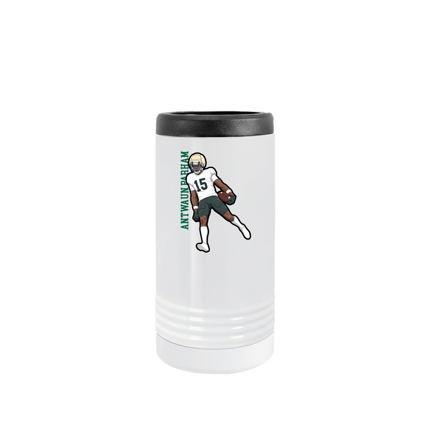 Slim Beverage Holder — Name Vertical in White