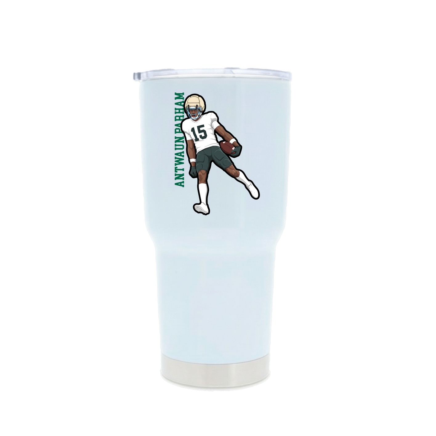 30oz Stainless Steel Tumbler — Name Vertical in White
