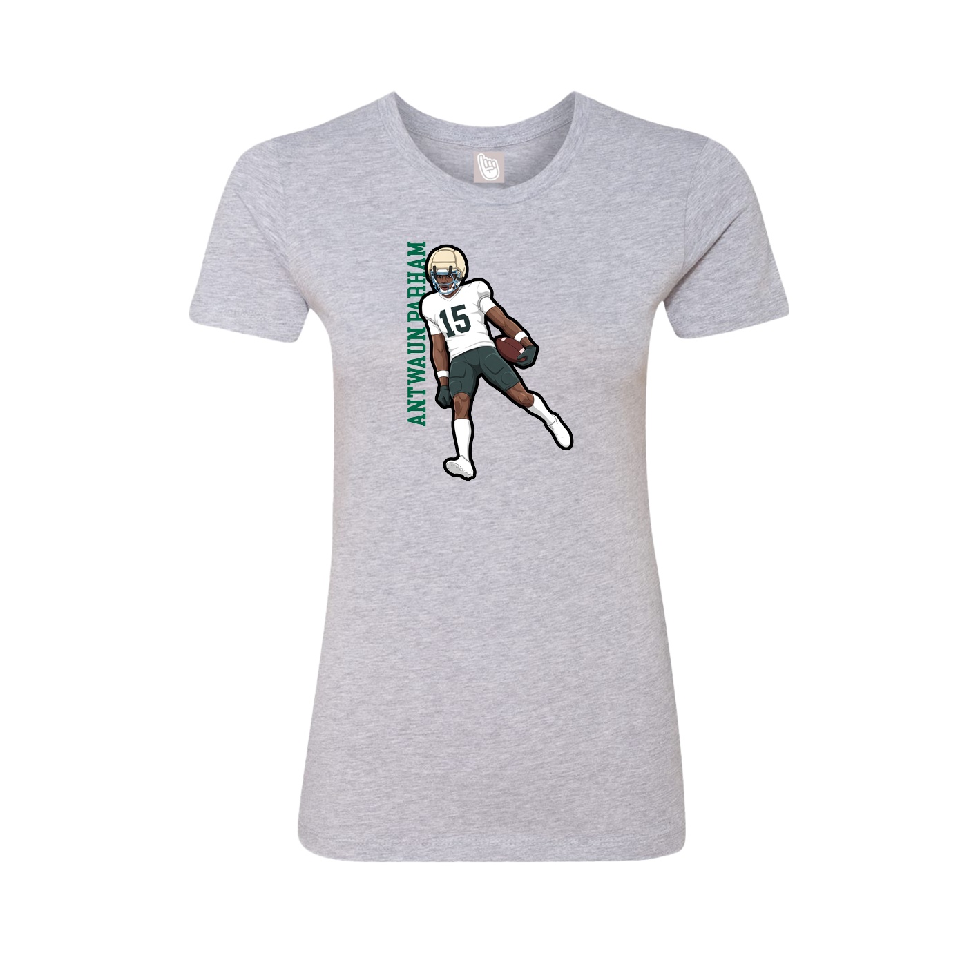Womens Tee — Name Vertical in Grey