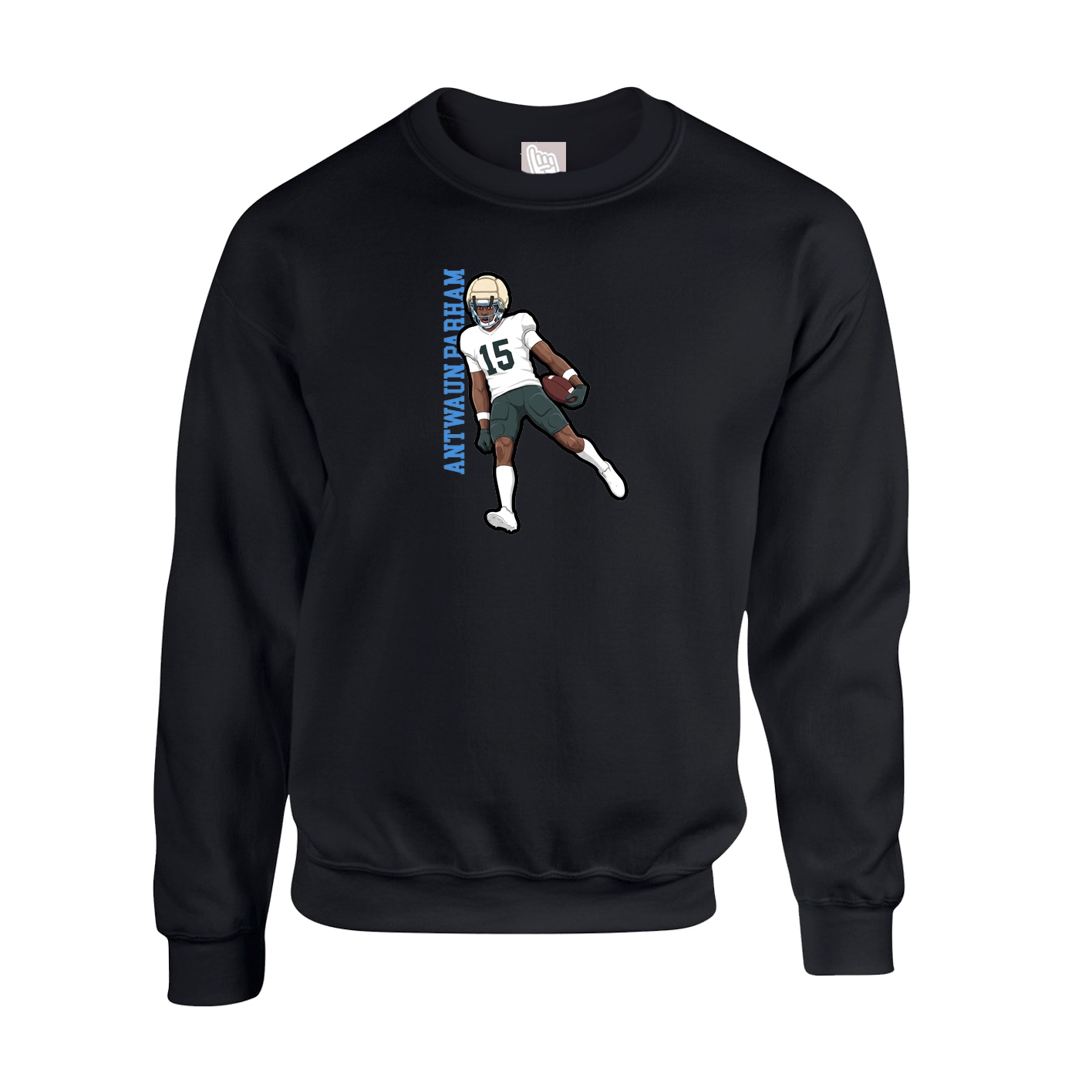 Fleece Crew — Name Vertical in Black
