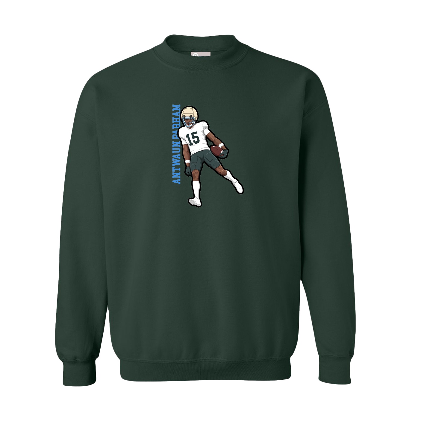 Fleece Crew — Name Vertical in Green