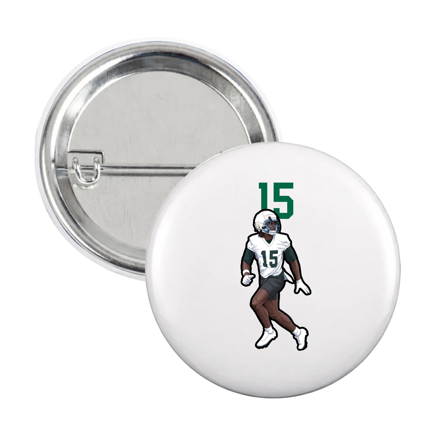 Game Day Button — Number Top in White