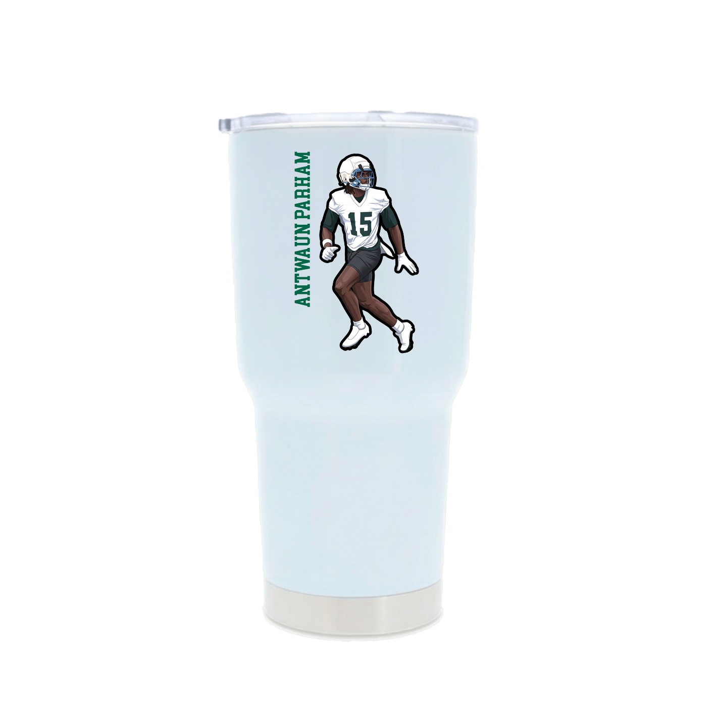 30oz Stainless Steel Tumbler — Name Vertical in White