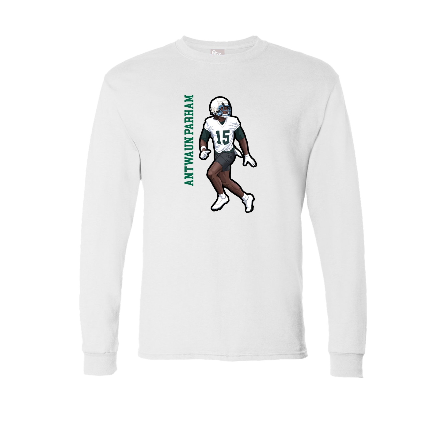 Long Sleeve Tee — Name Vertical in White