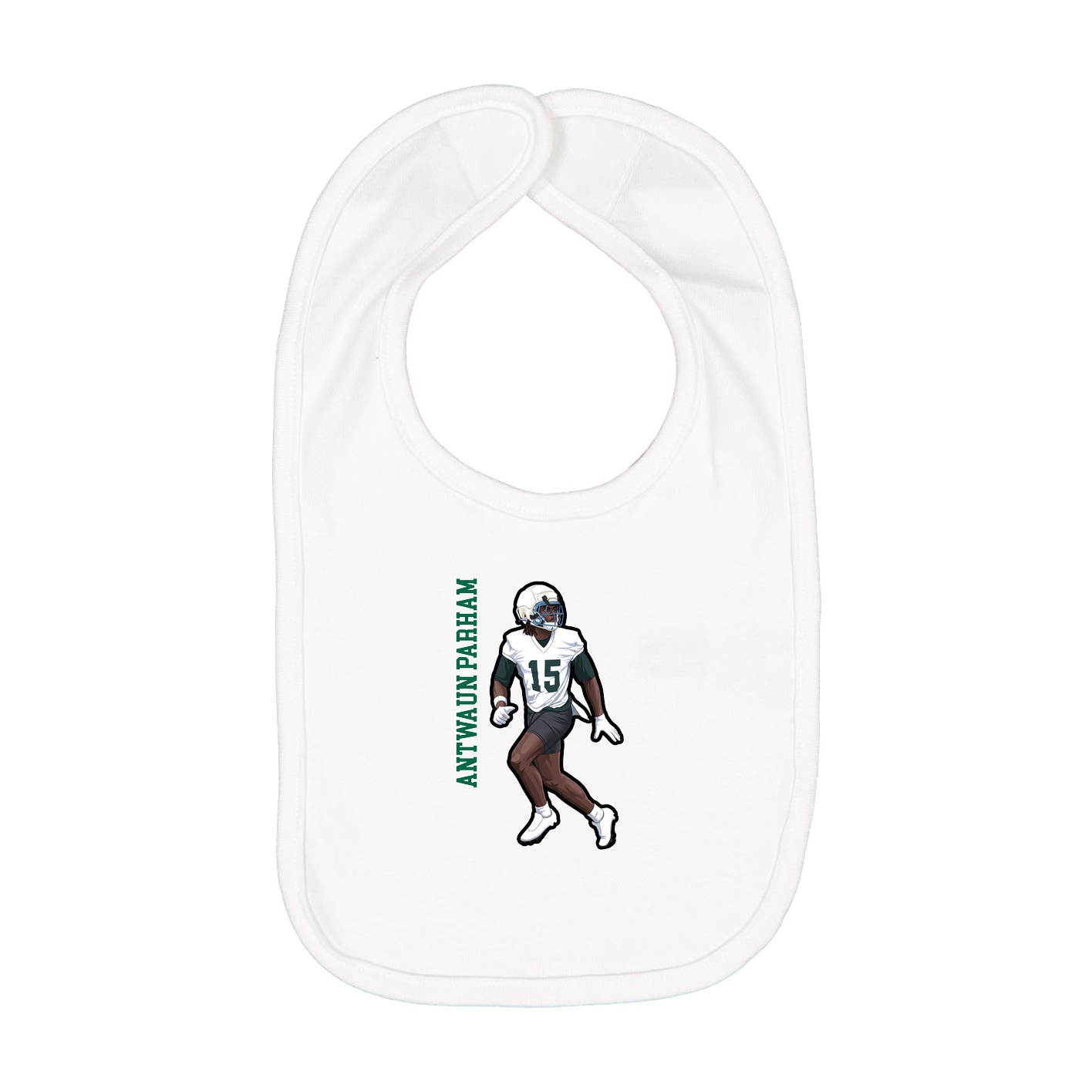 Infant Bib — Name Vertical in White