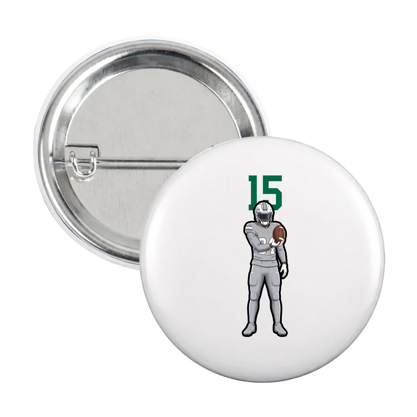 Game Day Button — Number Top in White