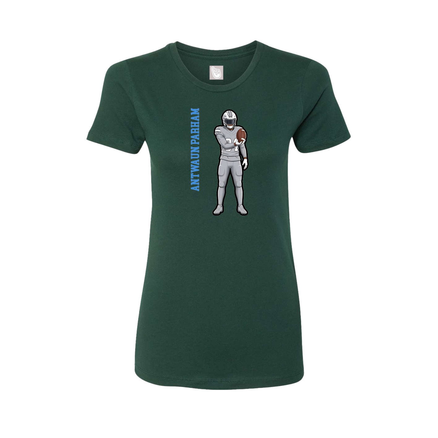 Fitted Women's Tee — Name Vertical in Green