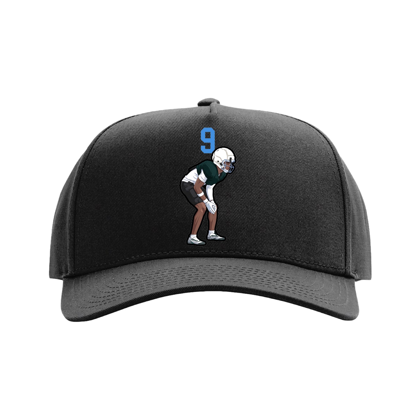 Full Fabric Five-Panel Champ Cap — Number Top in Black