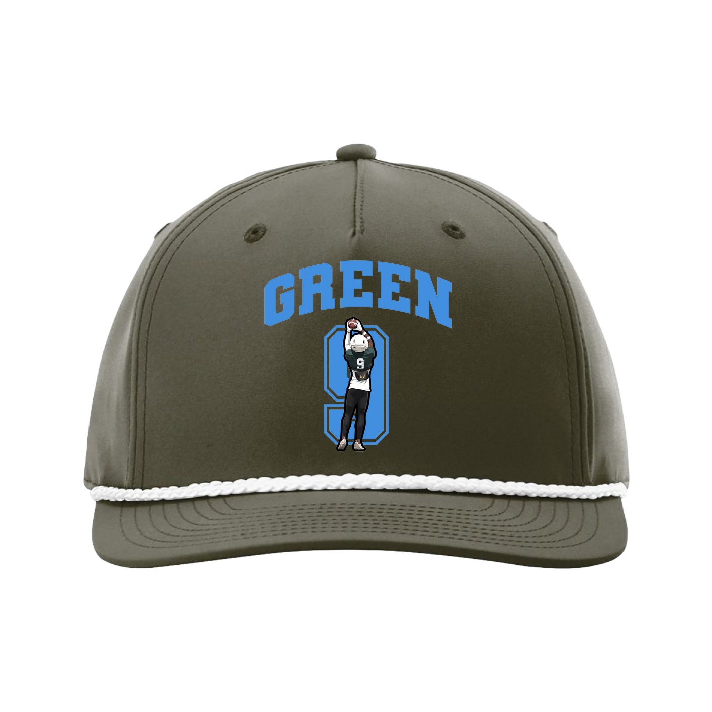 Five-Panel Classic Rope Cap — Number in Green