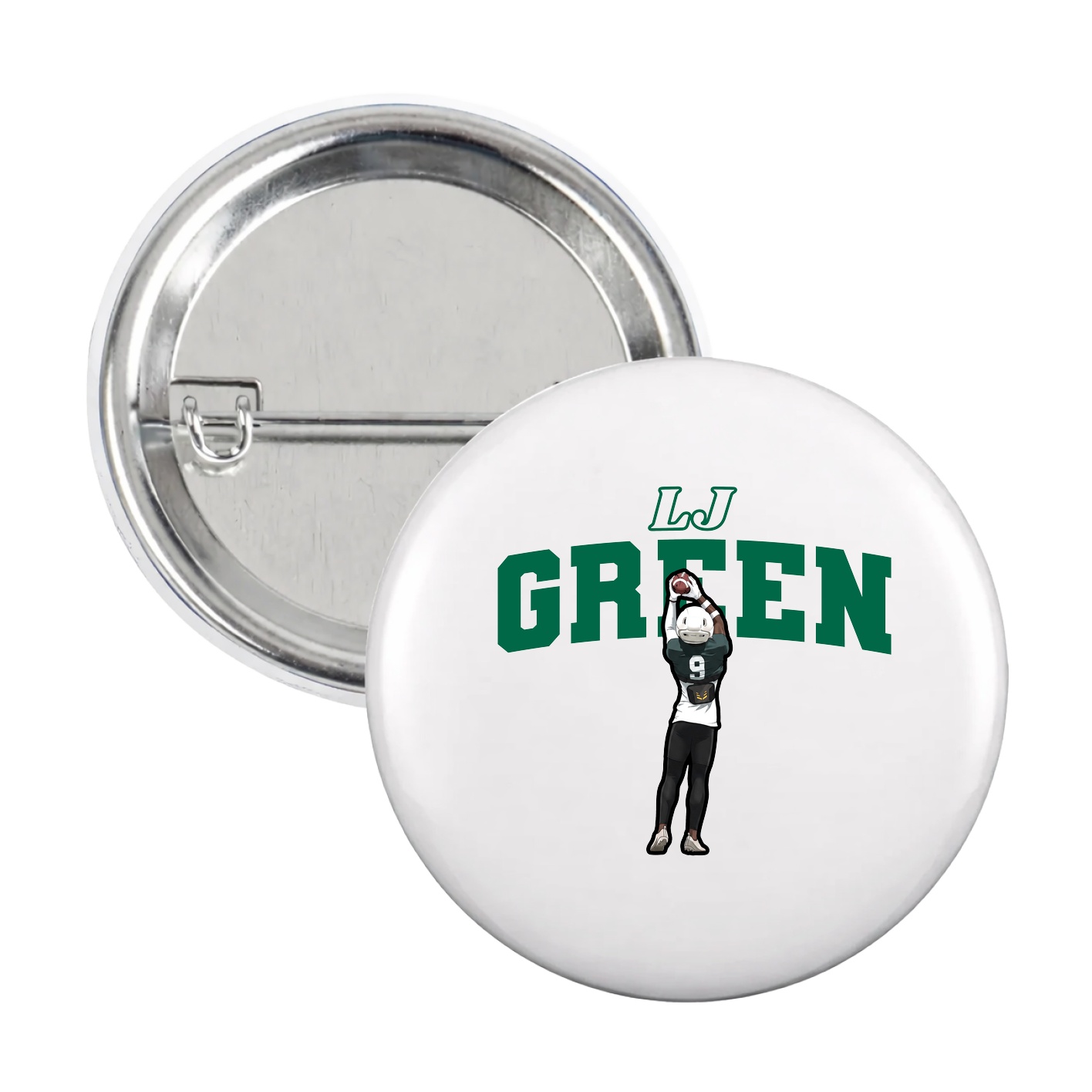 Game Day Button — Name Arch in White