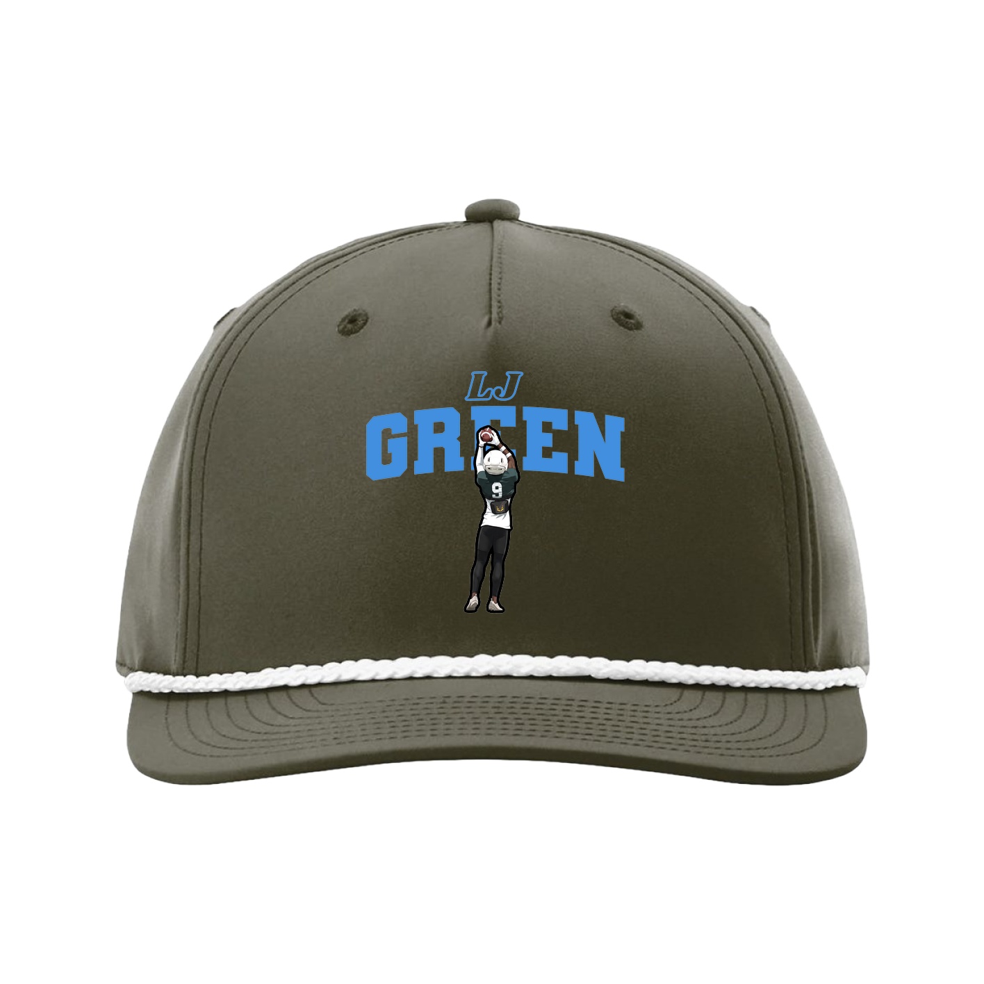 Five-Panel Classic Rope Cap — Name Arch in Green