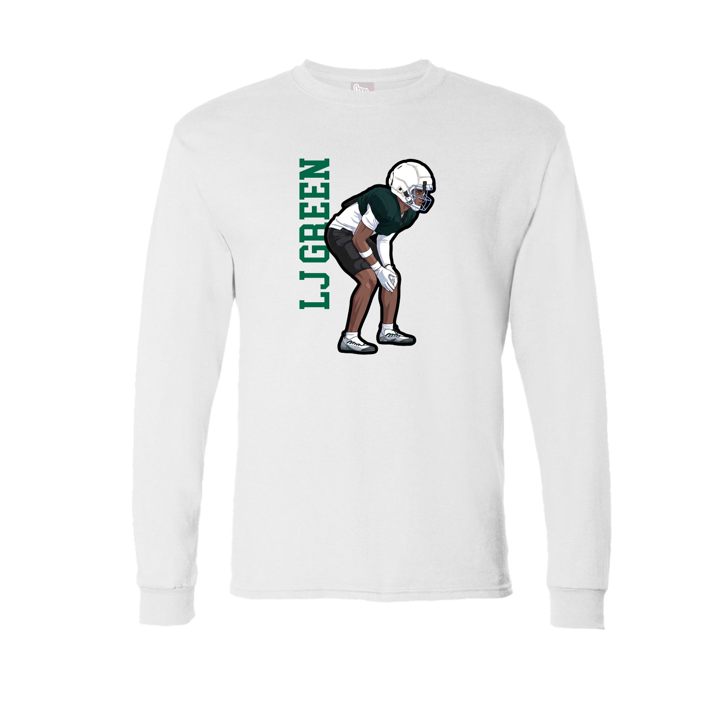 Long Sleeve Tee — Name Vertical in White