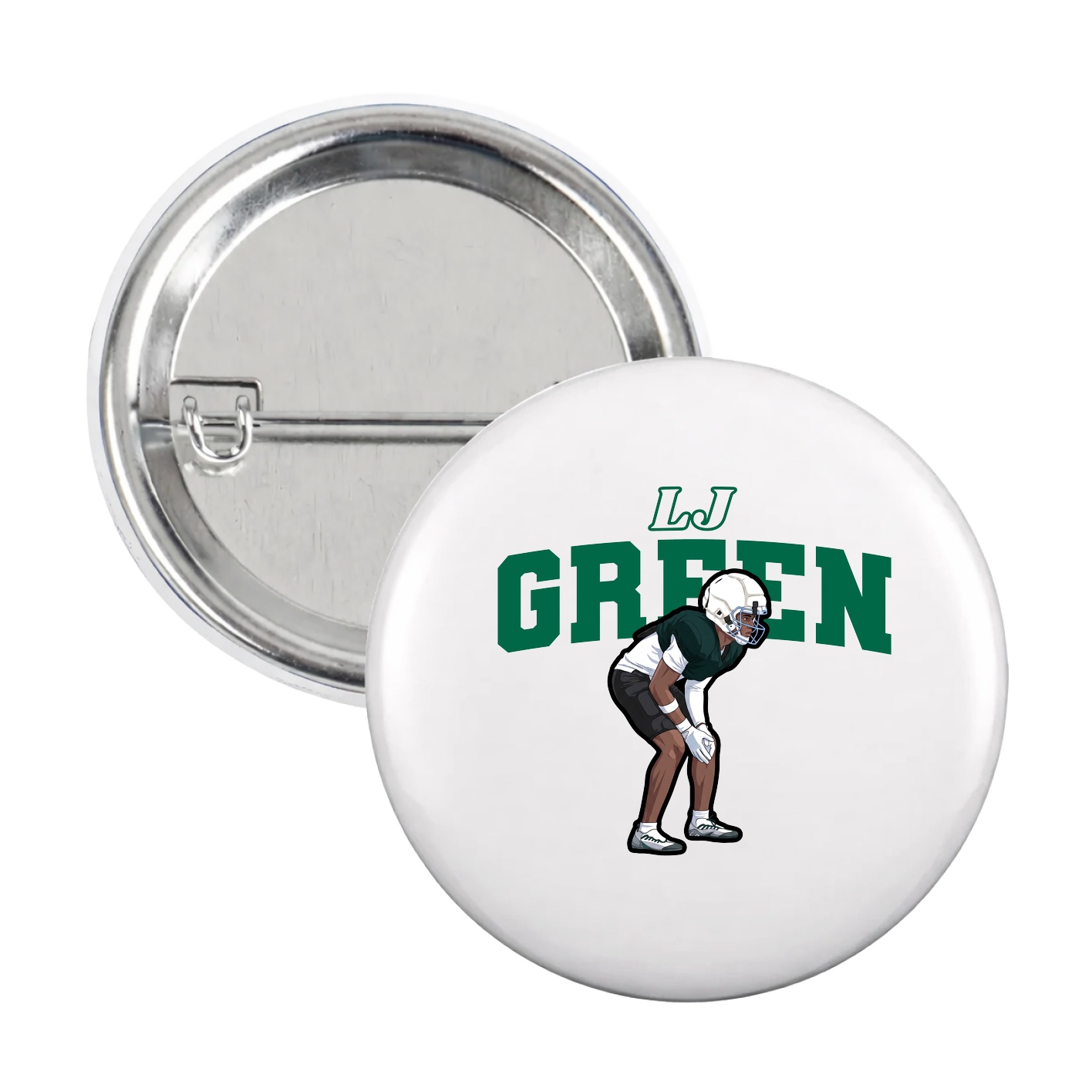 Game Day Button — Name Arch in White