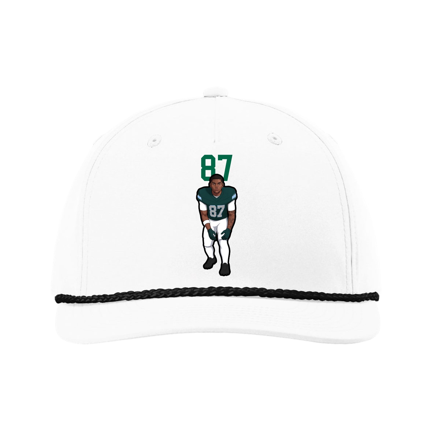 Five-Panel Classic Rope Cap — Number Top in White
