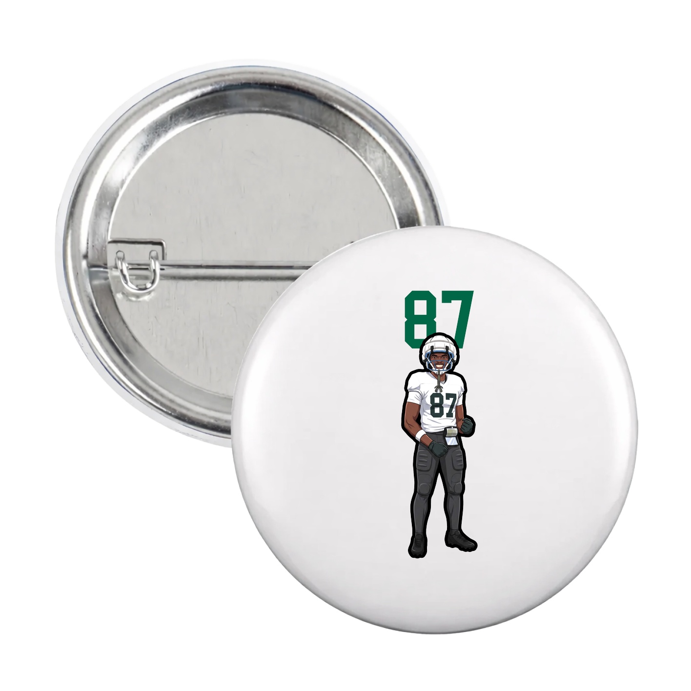 Game Day Button — Number Top in White