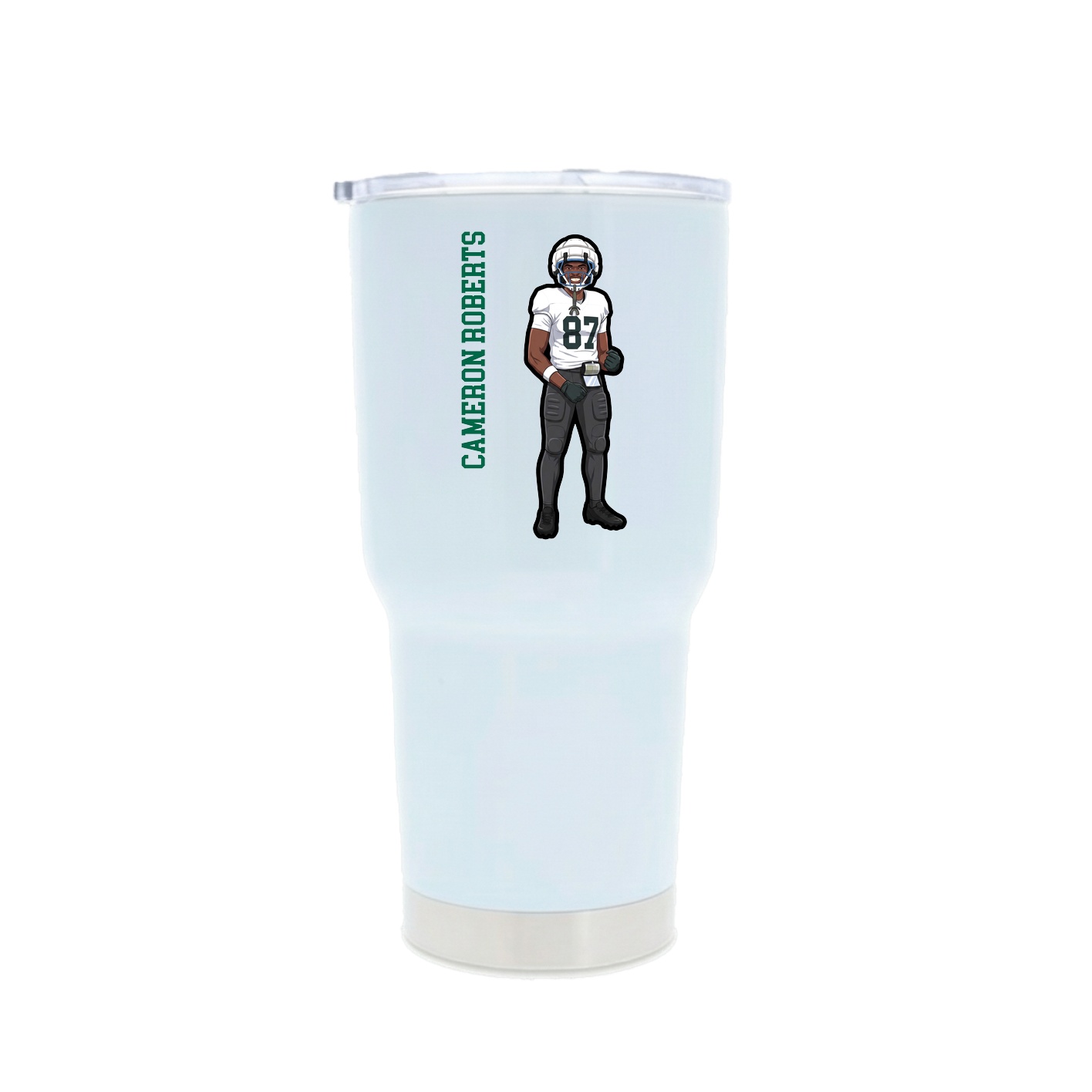 30oz Stainless Steel Tumbler — Name Vertical in White