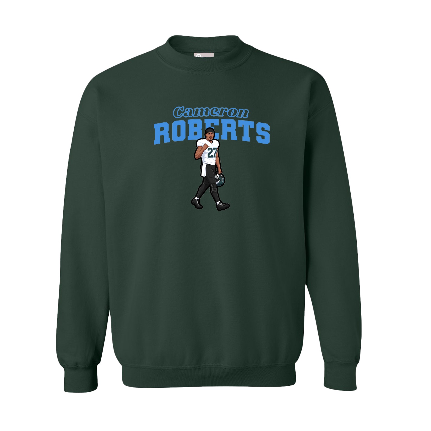 Fleece Crew — Name Arch in Green