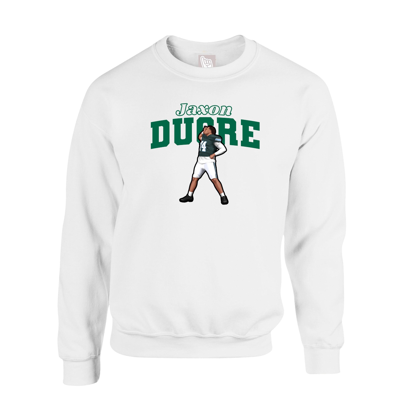 Fleece Crew — Name Arch in White