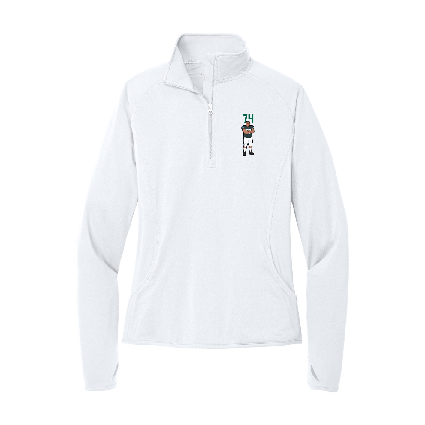 Women's Q-Zip Pullover — Number Top in White