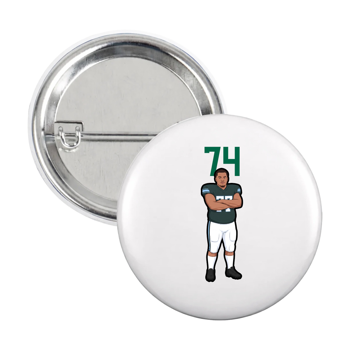 Game Day Button — Number Top in White
