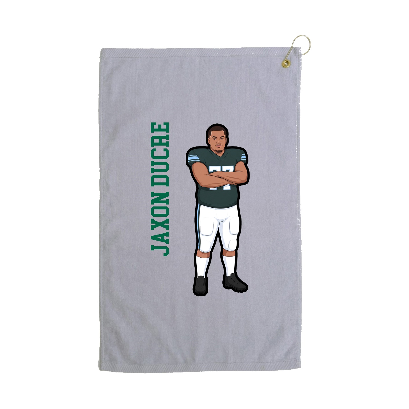 Golf Towel — Name Vertical in Grey
