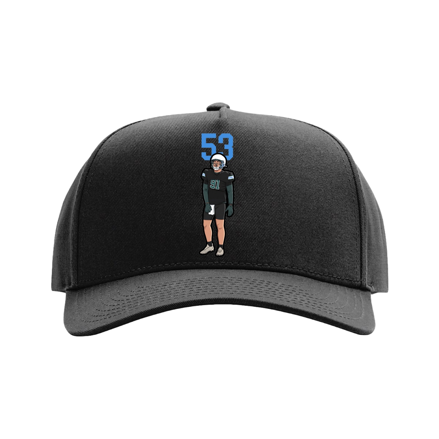 Full Fabric Five-Panel Champ Cap — Number Top in Black