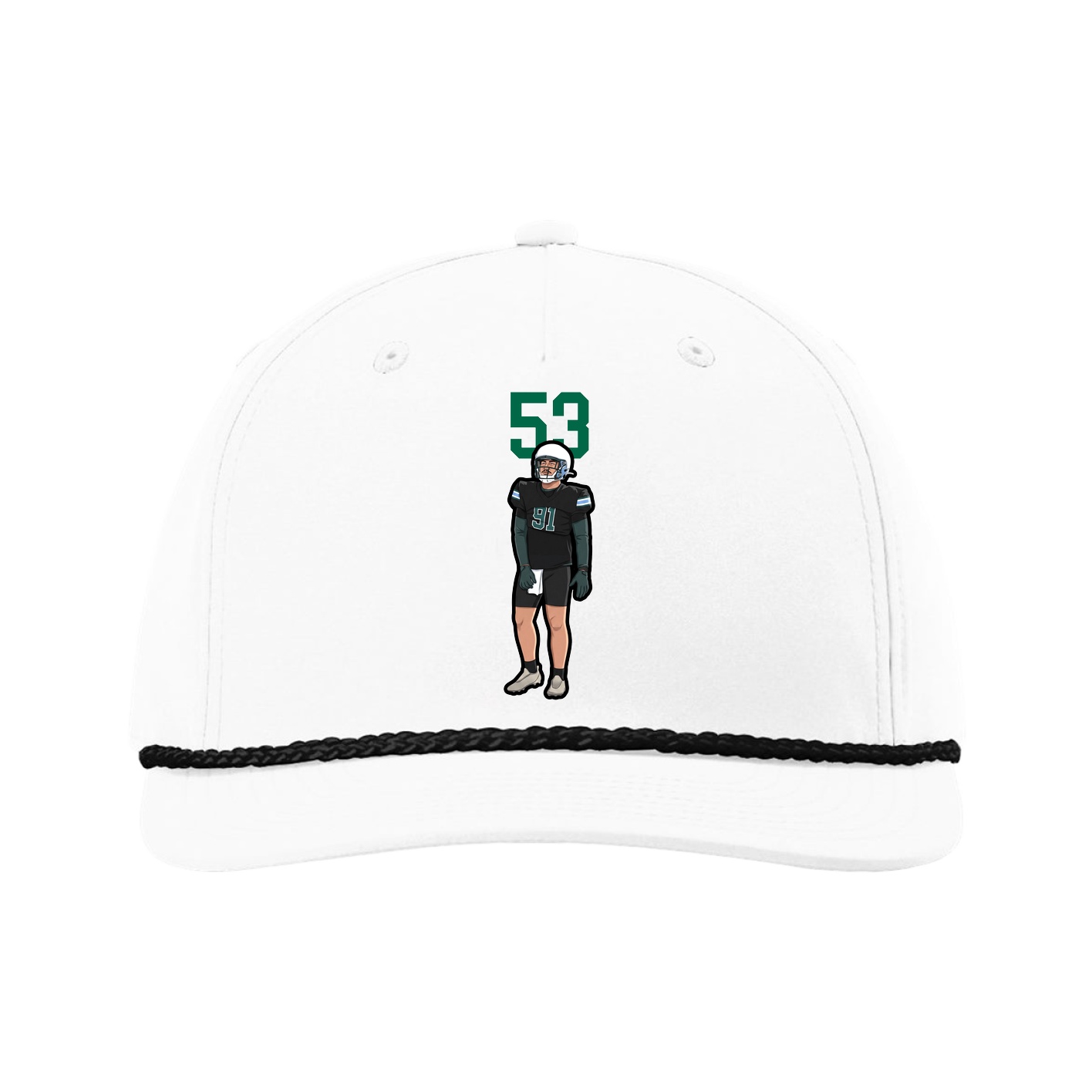 Five-Panel Classic Rope Cap — Number Top in White