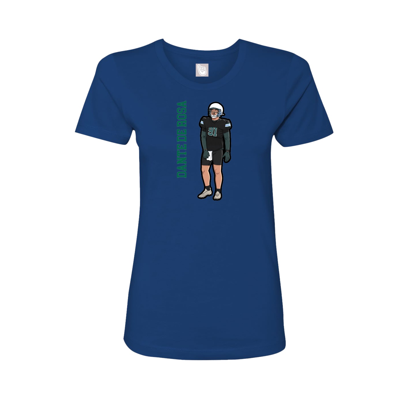 Fitted Women's Tee — Name Vertical in Royal