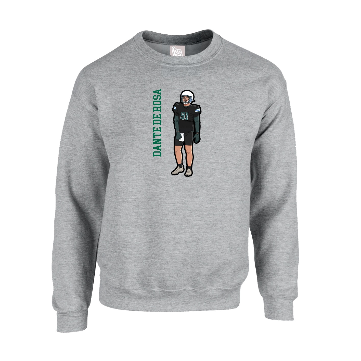 Fleece Crew — Name Vertical in Grey